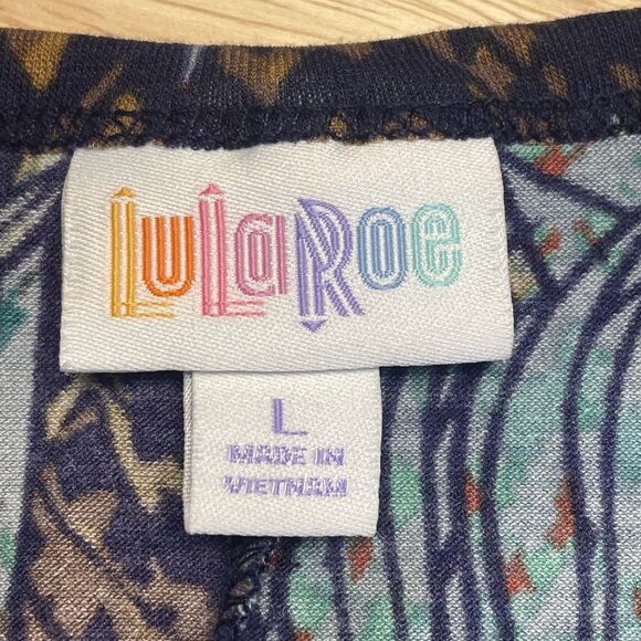 LulaRoe Womens Bird Feather Print Carly Midi Shirt Dress Large Pullover Comfy - Picture 8 of 10